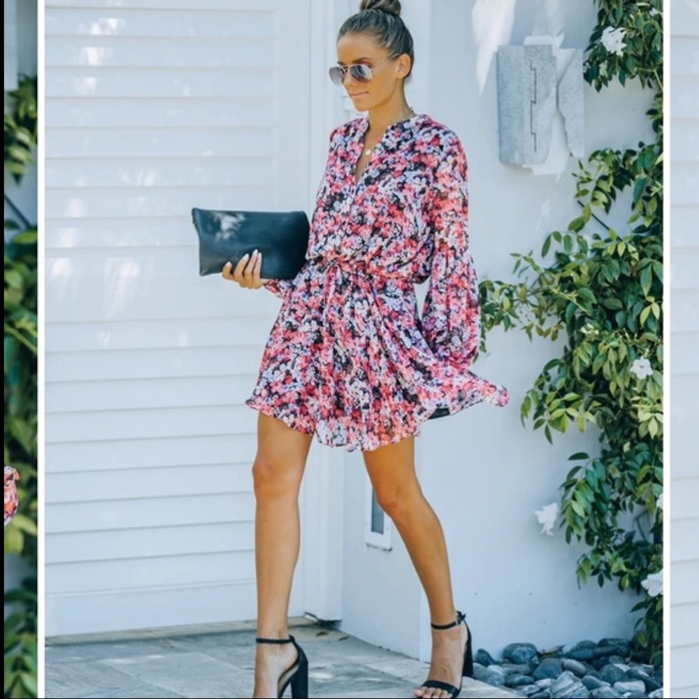NWT! Vici Kule Floral Adjustable Balloon Sleeve Dress - XL